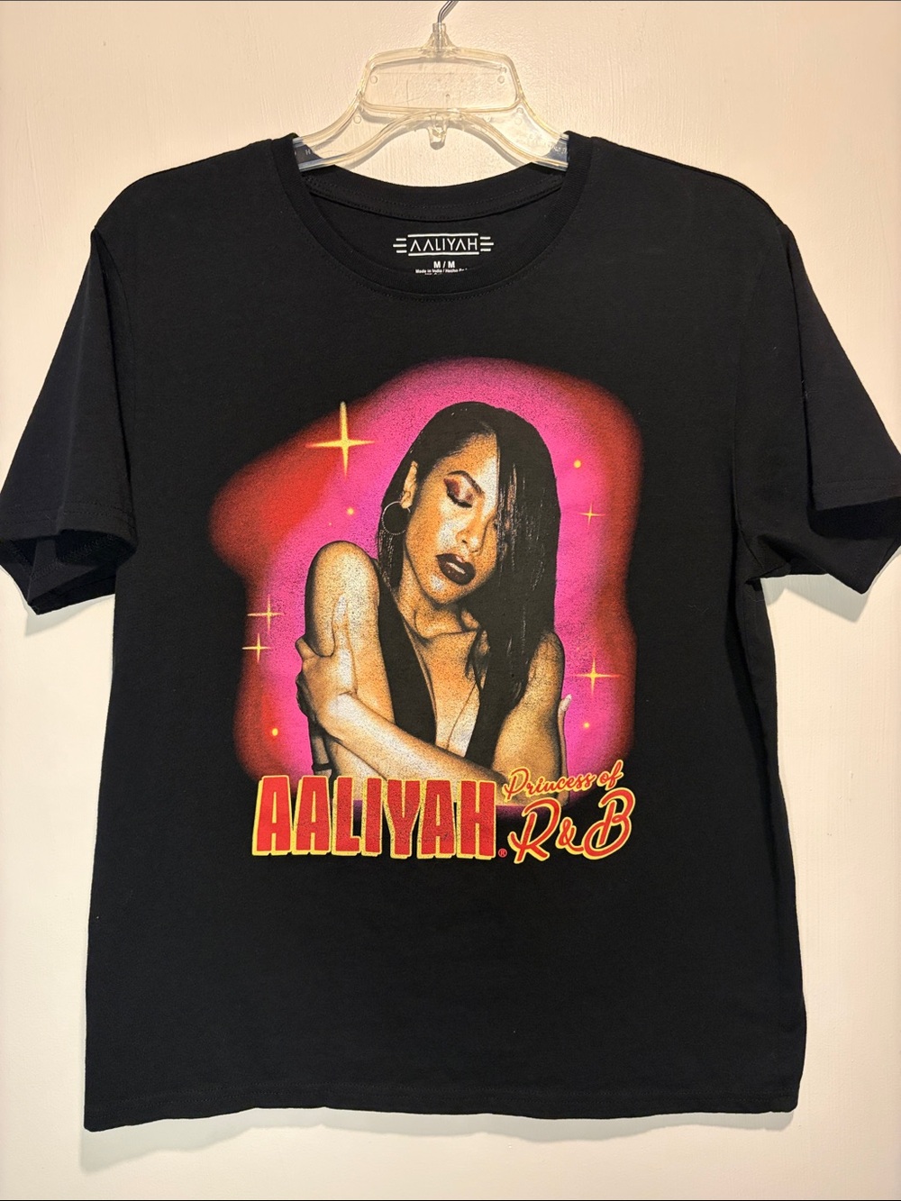 Aaliyah Princess of R&B T-Shirt Black Short Sleeve Front Photo Graphic Size M